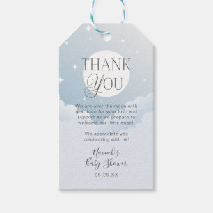 Étiquettes-cadeau Merci Bleu Nuages Lune Étoiles Baby shower Favoris