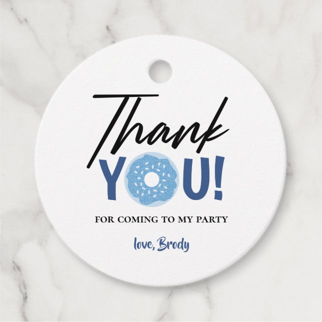 Étiquettes Cadeau Merci Blue Doughnut (Devant)