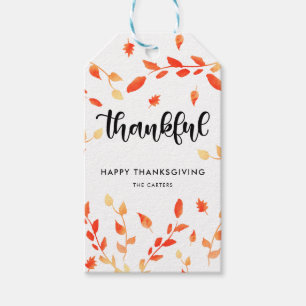 Étiquettes-cadeau Merci Bon thanksgiving Élégant Feuilles Automatiqu
