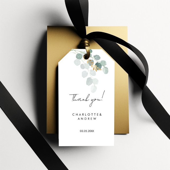 Étiquettes-cadeau Merci ! Botanique, élégant, écriture manuscrite (Créateur téléchargé)