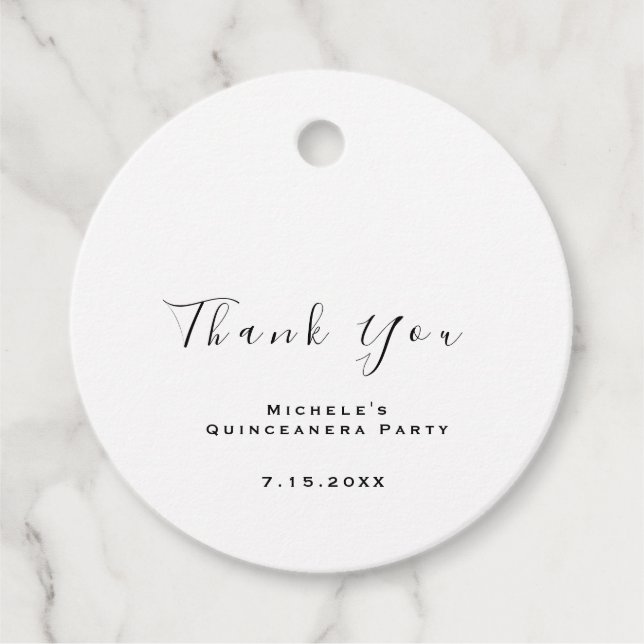 Étiquettes Cadeau Merci Cadeau de Mariage Douce 16ème Blanche Simple (Devant)