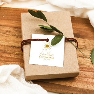 Étiquettes Cadeau Merci Carré Baby shower Sunshine moderne