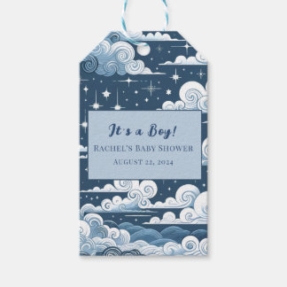 Étiquettes-cadeau Merci céleste bleu lunaire