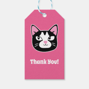 Étiquettes-cadeau Merci chat mignon
