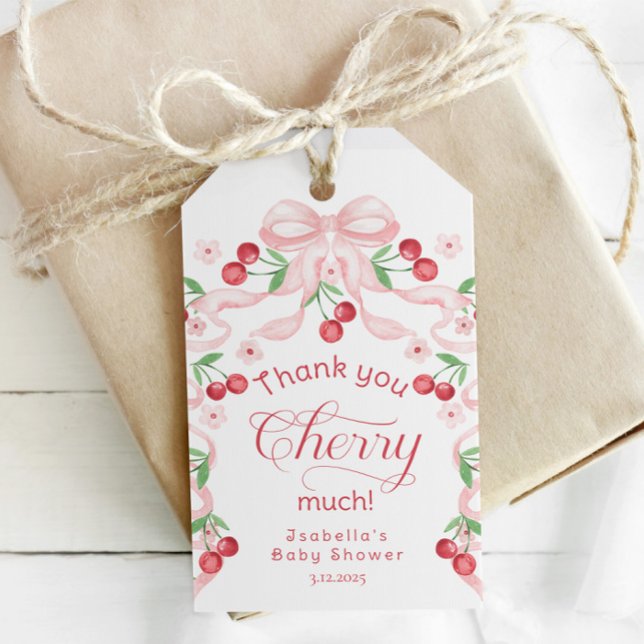 Étiquettes-cadeau Merci Cherry beaucoup de cerise sur le baby shower (Créateur téléchargé)