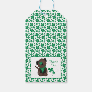 Étiquettes-cadeau Merci chien Shamrock vert