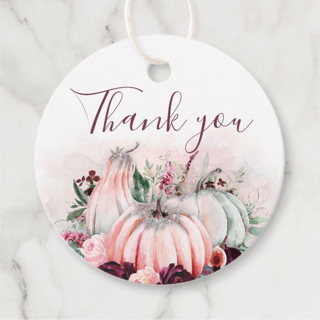 Étiquettes Cadeau Merci Citrouilles d'Automne (Devant)