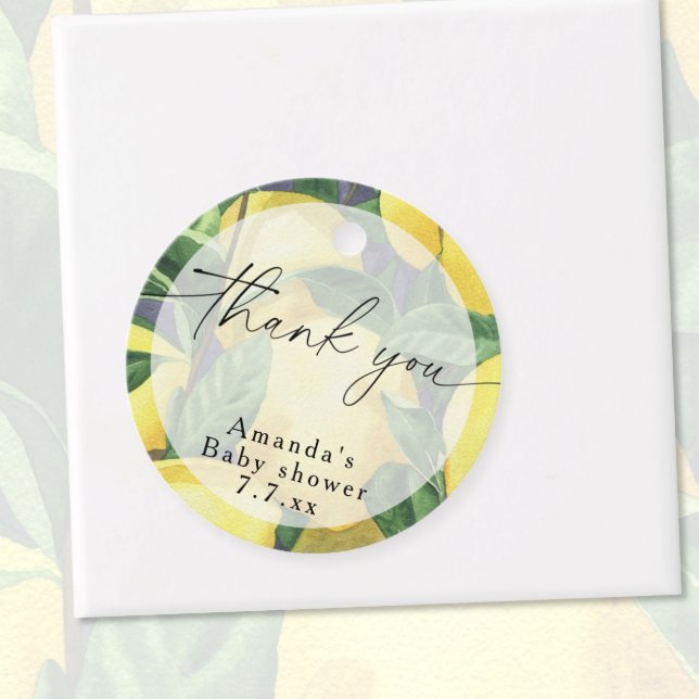 Étiquettes Cadeau Merci - Citrus Lemon - Baby shower (Créateur téléchargé)