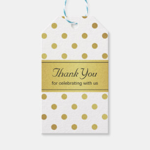 Étiquettes-cadeau Merci Classy Blanc et or Parties scintillant Pois