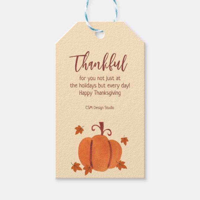 Étiquettes-cadeau Merci client Thanksgiving personnalisé (Devant)