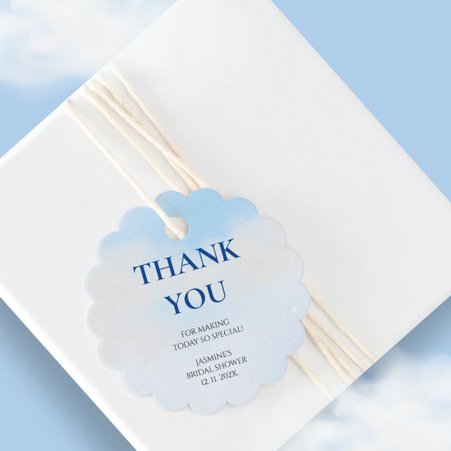 Étiquettes Cadeau Merci Cloud 9 Pastel Gradient Bridal Shower (Créateur téléchargé)
