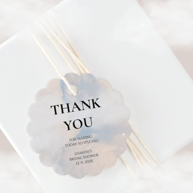 Étiquettes Cadeau Merci Cloud 9 Pastel Gradient Bridal Shower Fa (Créateur téléchargé)