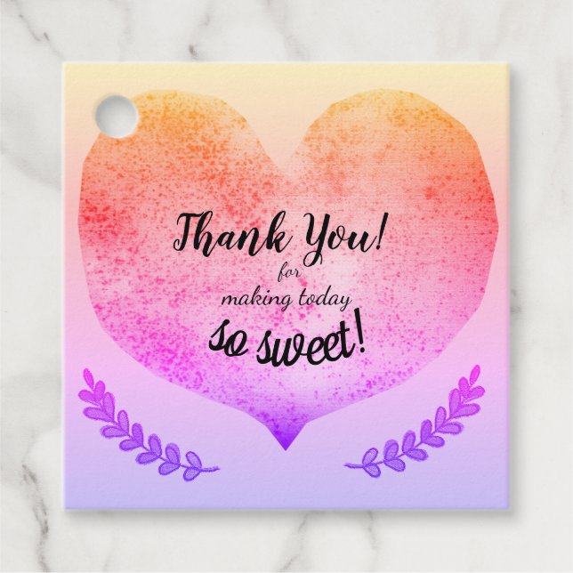 Étiquettes Cadeau Merci Cœur Brillant (Devant)