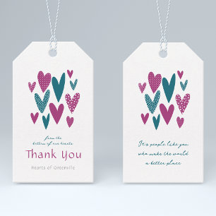 Étiquettes-cadeau Merci coeur coeur Magenta Turquoise