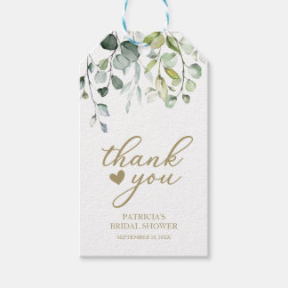 Étiquettes-cadeau Merci - Cœur Mignon de Verdure Eucalyptus Cadeau T