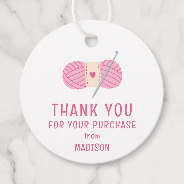 Étiquettes Cadeau Merci Crochet Crochet Pour Votre Achat (Devant)