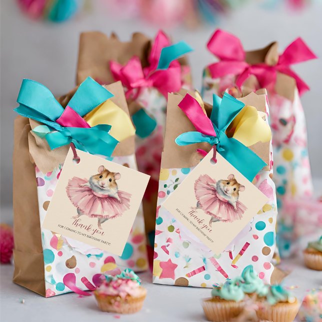 Étiquettes Cadeau Merci d'anniversaire de Ballerina Hamster (Créateur téléchargé)