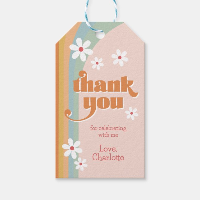 Étiquettes-cadeau Merci d'anniversaire de la fille Daisies super (Devant)