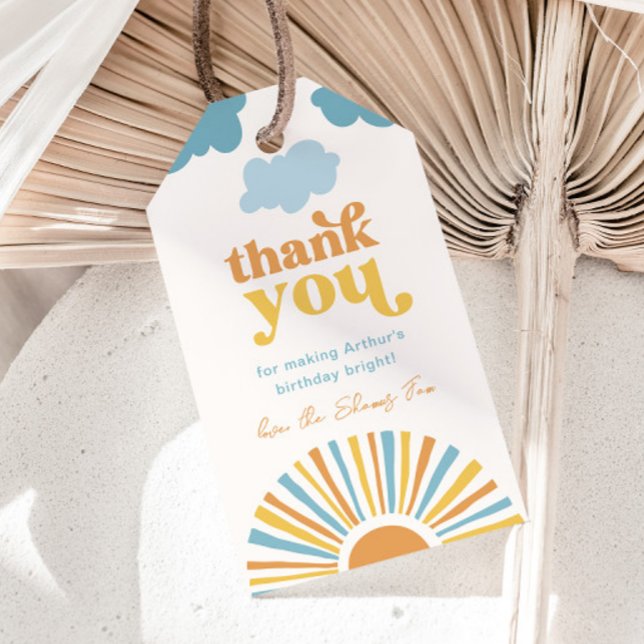 Étiquettes-cadeau Merci d'anniversaire du soleil (Créateur téléchargé)