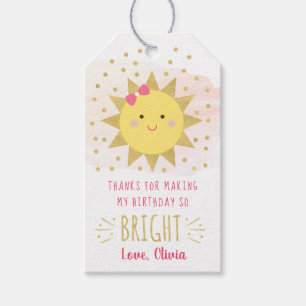 Étiquettes-cadeau Merci d'anniversaire Sunshine Pink & Gold
