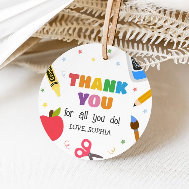 Étiquettes Cadeau Merci d'appréciation de l'enseignant (Teacher Appreciation Thank You Round Favor Tags )