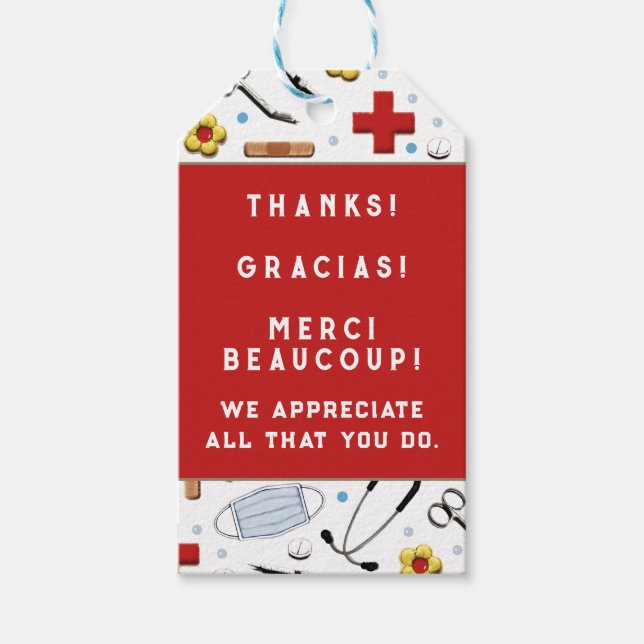 Étiquettes-cadeau Merci d'appréciation des infirmières (Devant)