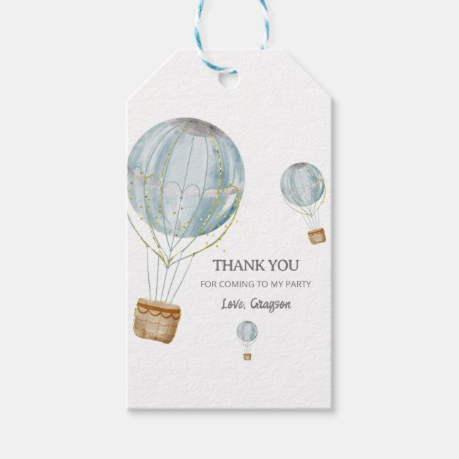 Étiquettes Cadeau Merci d'aquarelle à ballon chaud (Devant)