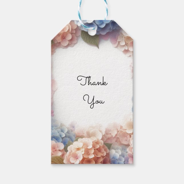 Étiquettes Cadeau Merci d'aquarelle Hydrangea (Devant)