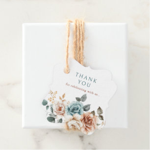Étiquettes Cadeau Merci d'aquarelle neutre Turquoise en terre cuite