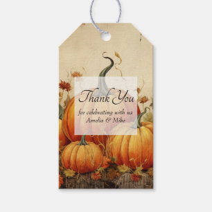 Étiquettes-cadeau Merci d'automne rustique Citrouille orange