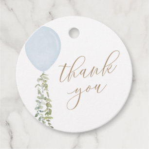 Étiquettes Cadeau Merci de Baby shower à ballon bleu