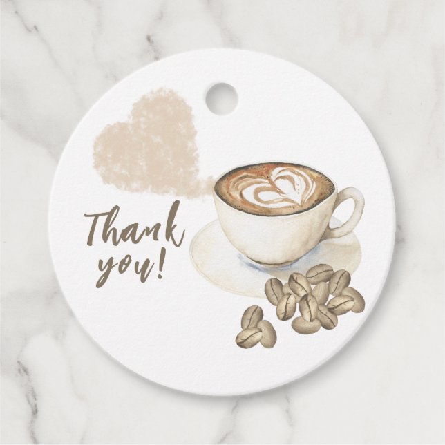 Étiquettes Cadeau Merci de Baby shower à café (Devant)