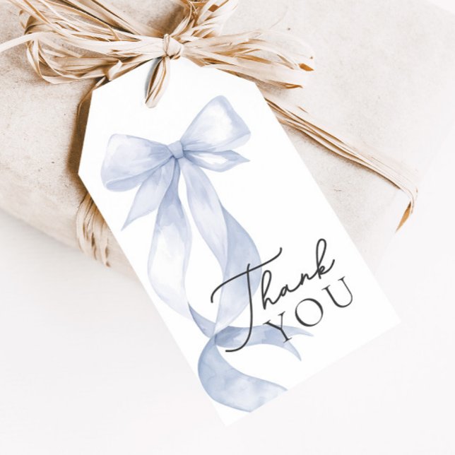 Étiquettes-cadeau Merci de Baby shower à cou bleu préféré (Créateur téléchargé)