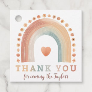 Étiquettes Cadeau Merci de Baby shower arc-en-ciel Boho