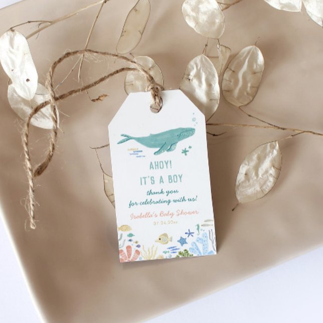 Étiquettes-cadeau Merci de Baby shower baleine (Créateur téléchargé)