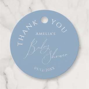 Étiquettes Cadeau Merci de Baby shower bleu blanc