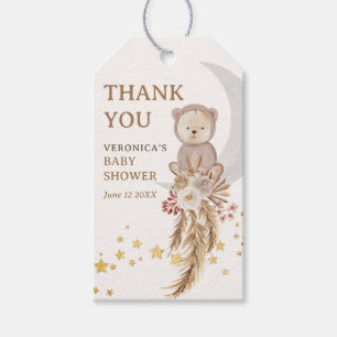 Étiquettes-cadeau Merci de Baby shower Boho Bear Moon