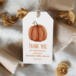 Étiquettes-cadeau Merci de Baby shower Citrouille orange brûlé