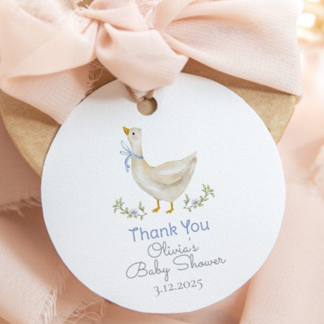 Étiquettes Cadeau Merci de baby shower d'aquarelle de Little Goose (Créateur téléchargé)