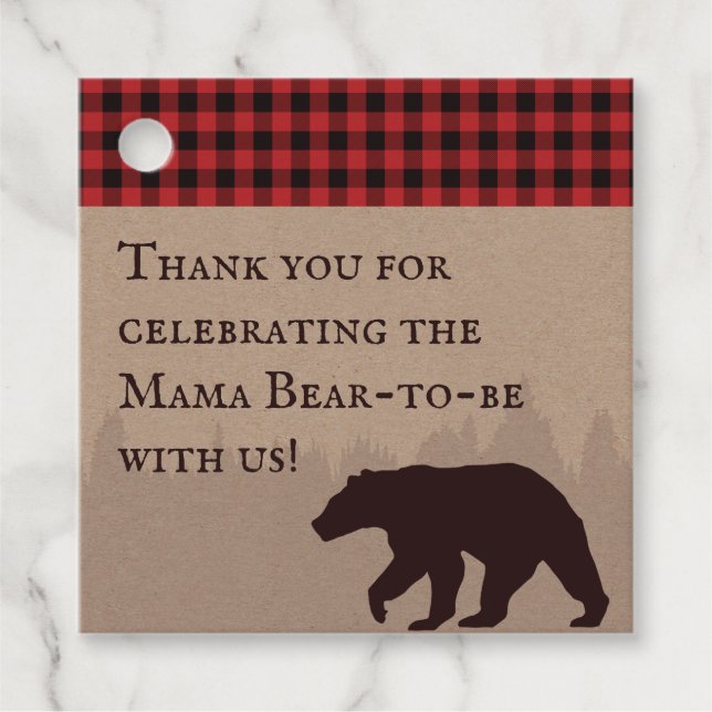 Étiquettes Cadeau Merci de Baby shower de bûcheron de Buffalo Plaid (Devant)