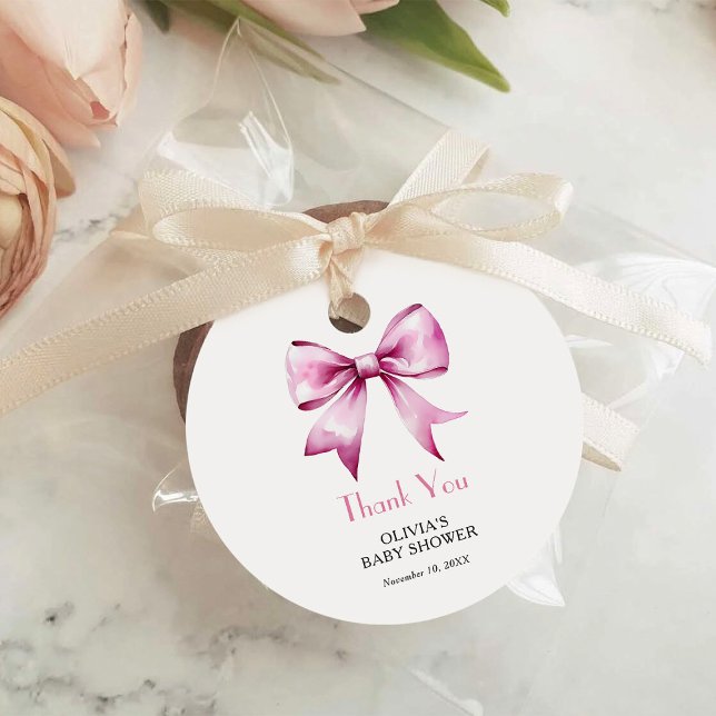 Étiquettes Cadeau Merci de Baby shower de  de la boîte rose (Créateur téléchargé)