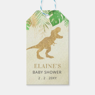 Étiquettes-cadeau Merci de Baby shower de dinosaure d'or
