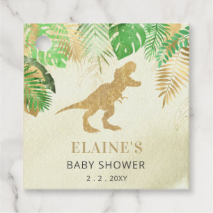 Étiquettes Cadeau Merci de Baby shower de dinosaure d'or