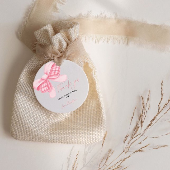 Étiquettes Cadeau Merci de Baby shower de la Bow Rose Aquarelle (Créateur téléchargé)