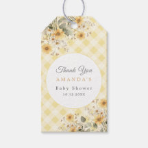 Merci de Baby shower de soie jaune