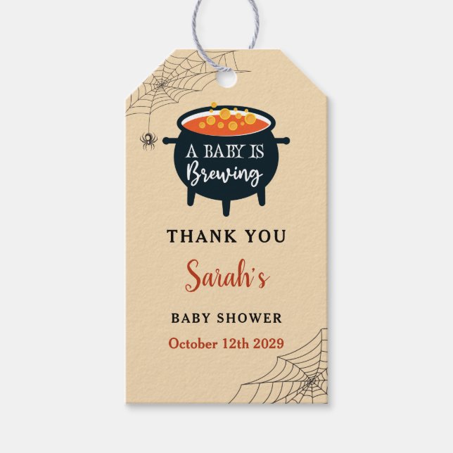 Étiquettes-cadeau Merci de Baby shower de sorcière Halloween (Devant)