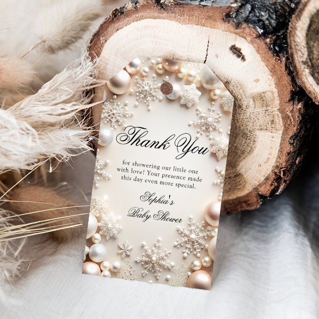 Étiquettes-cadeau Merci de Baby shower d'hiver neutre (Créateur téléchargé)