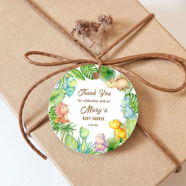 Étiquettes Cadeau Merci de Baby shower Dinosaur (Créateur téléchargé)