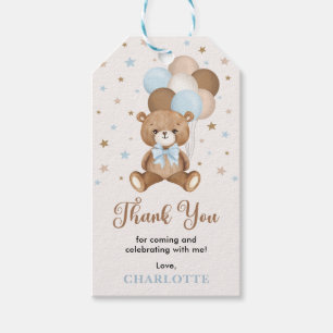 Étiquettes-cadeau Merci de Baby shower d'ours en peluche Brown bleu