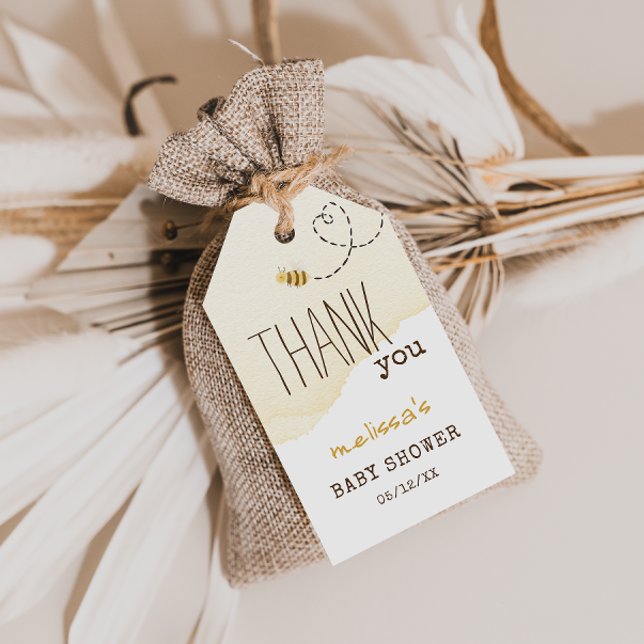 Étiquettes-cadeau Merci de Baby shower doux Bumble Bee (Créateur téléchargé)